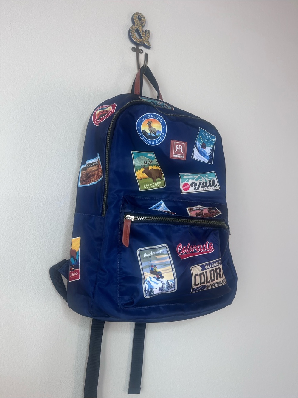Robin Ruth Navy Blue Travel Patch Backpack
